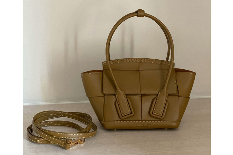 Bottega Veneta 600606 BV Mini Arco Top-handle Bag In Mustard Calfskin Leather