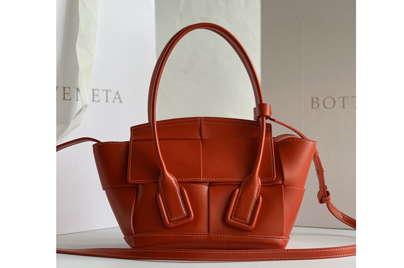 Bottega Veneta 600606 BV Mini Arco Top-handle Bag In Red Calfskin Leather
