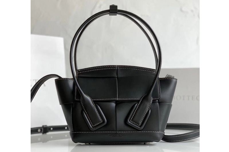 Bottega Veneta 600606 BV Mini Arco Top-handle Bag In Black Calfskin Leather