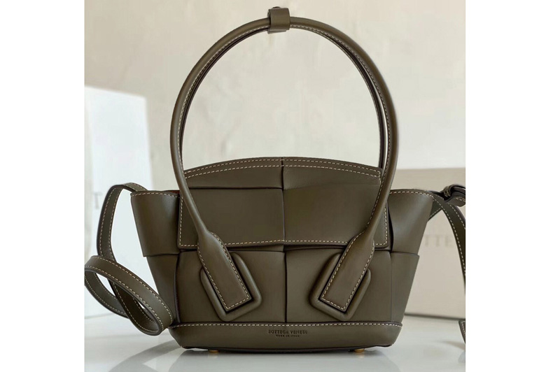 Bottega Veneta 600606 BV Mini Arco Top-handle Bag In Dark Green Calfskin Leather