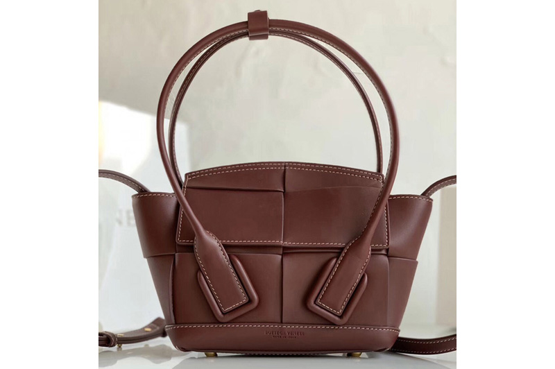Bottega Veneta 600606 BV Mini Arco Top-handle Bag In Bordeaux Calfskin Leather