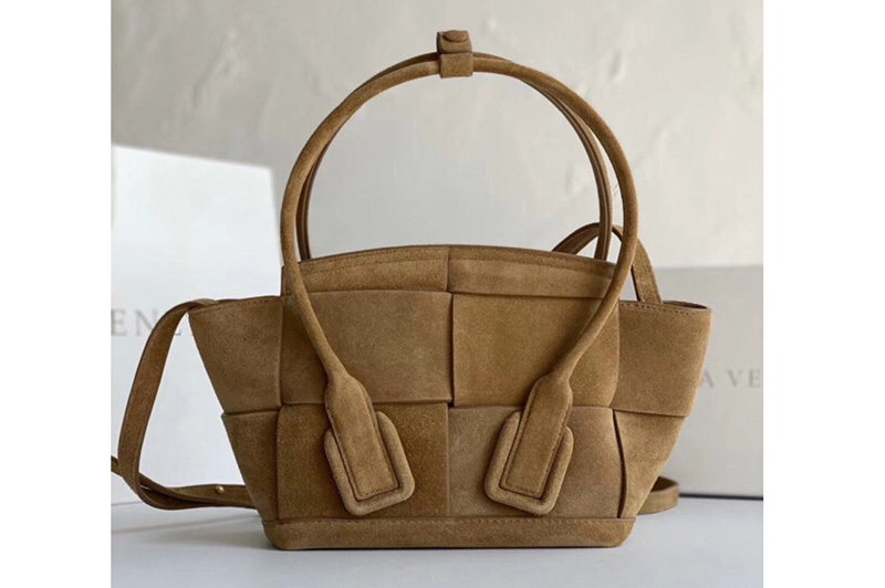 Bottega Veneta 600606 BV Mini Arco Top-handle Bag In Tan Suede Leather