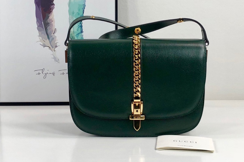 Gucci 601067 Sylvie 1969 small shoulder bag in Green Leather