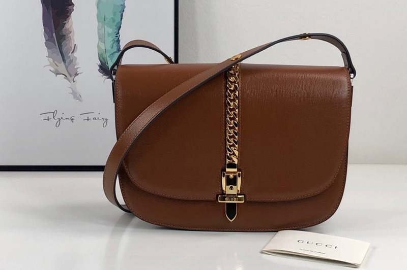 Gucci 601067 Sylvie 1969 small shoulder bag in Brown Leather