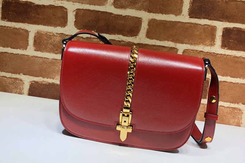 Gucci 601067 Sylvie 1969 small shoulder bag in Red Leather