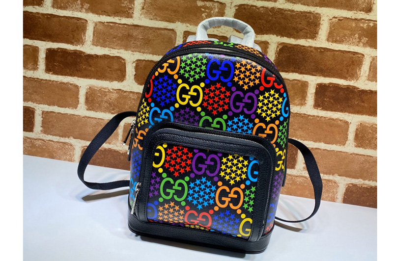Gucci 601296 Small GG Psychedelic backpack in GG Psychedelic Supreme canvas With Black Leather