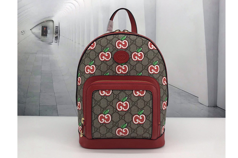 Gucci 601296 Small backpack with GG Apple print in GG apple print beige/ebony GG Supreme canvas