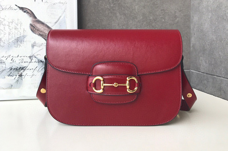Gucci 602204 1955 Horsebit shoulder bag in Red textured leather