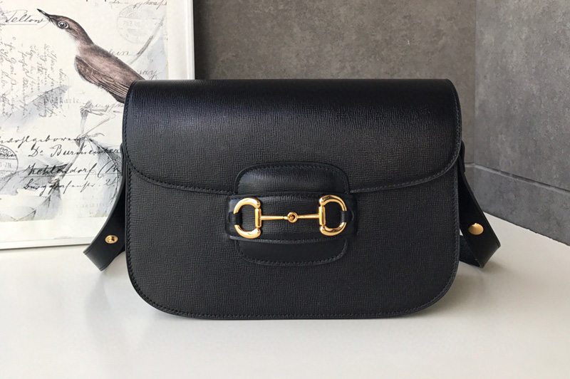 Gucci 602204 1955 Horsebit shoulder bag in Black textured leather