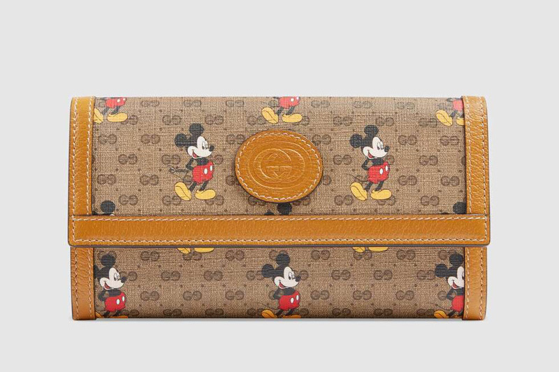 Gucci 602530 Disney x Gucci continental wallet in Beige/ebony mini GG Supreme canvas
