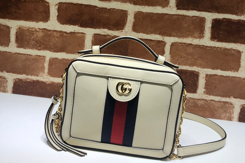 Gucci ‎602576 Ophidia GG mini shoulder bag in White Leather With Web