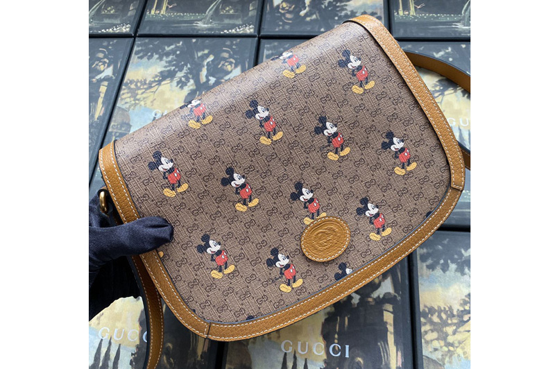 Gucci ‎602694 Disney x Gucci small shoulder bag in Beige/ebony mini GG Supreme canvas