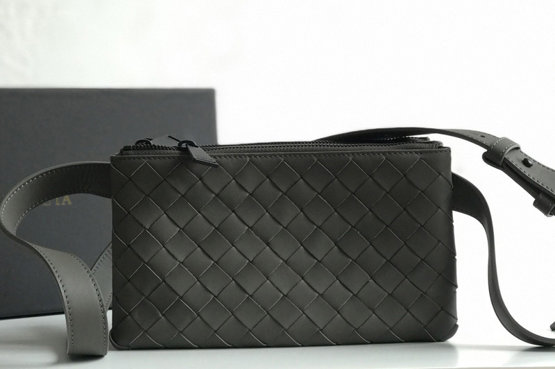 Bottega Veneta 609692 BV Mini messenger bag In Gray classic woven nappa leather