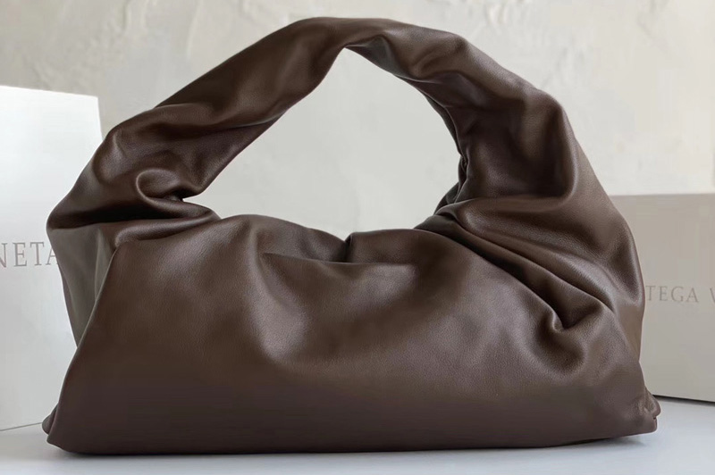 Bottega Veneta 610524 The shoulder Pouch bag in Dark Brown Calfskin Leather