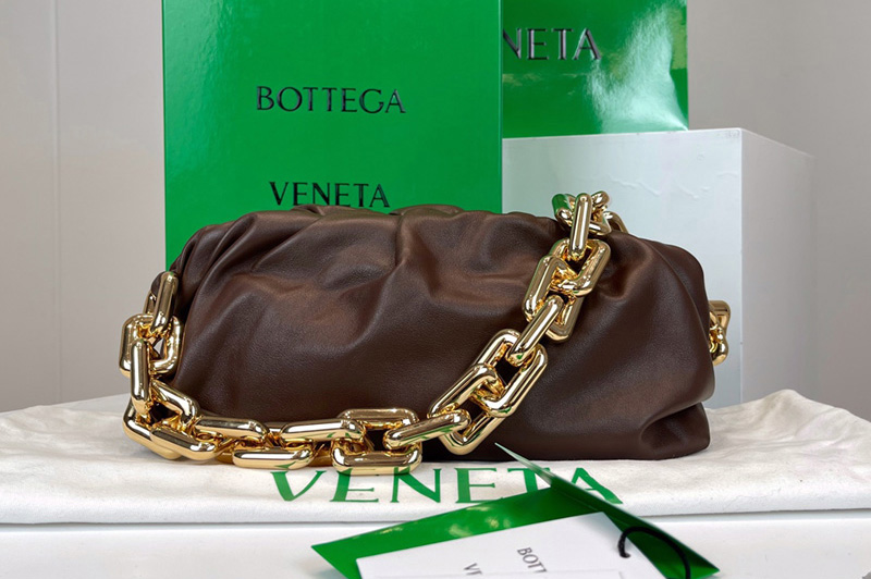 Bottega Veneta 620230 Chain Pouch Shoulder Bag in Wine Lambskin Leather With Gold Chain