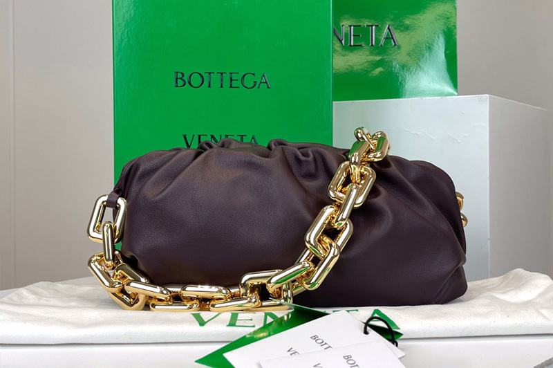 Bottega Veneta 620230 Chain Pouch Shoulder Bag in Purple Lambskin Leather With Gold Chain