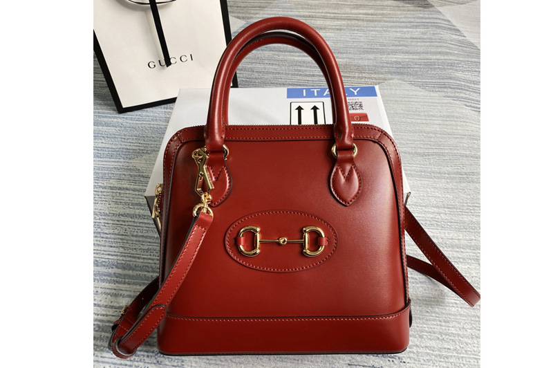 Gucci 621220 Gucci Horsebit 1955 small top handle bag in Red leather
