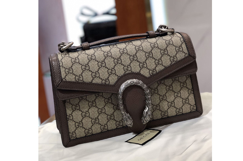 Gucci 621512 Dionysus GG top handle bag in Beige/ebony GG Supreme canvas