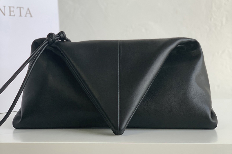 Bottega Veneta 622712 Trine Angular clutch bag in Black Lambskin Leather