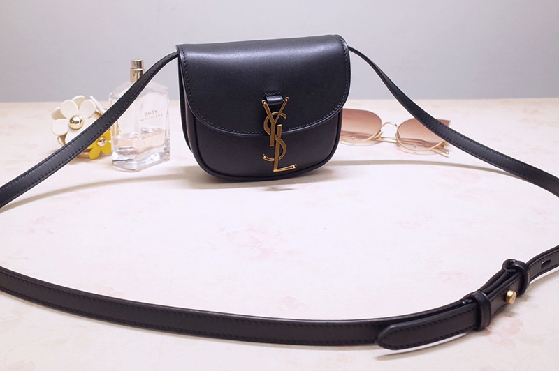 Saint Laurent 623097 YSL Kaia Mini Satchel Bag in Black Smooth Vintage Leather