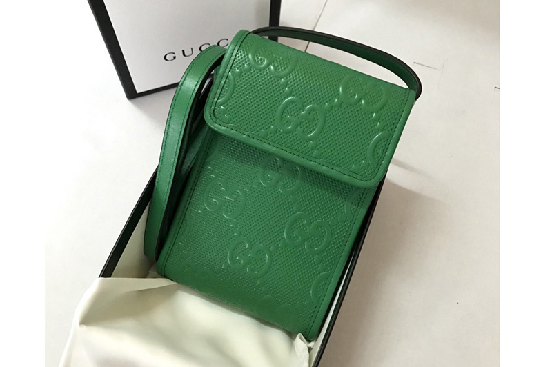 Gucci 625571 GG embossed mini bag in Green GG embossed leather