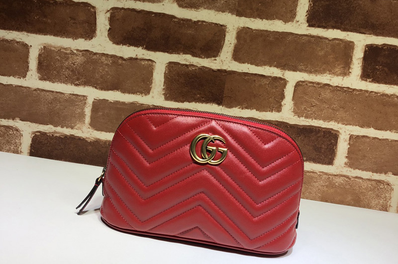 Gucci 625690 GG Marmont Cosmetic Case in Red Leather