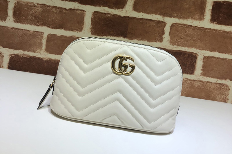 Gucci 625690 GG Marmont Cosmetic Case in White Leather