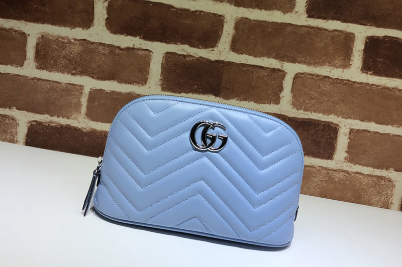 Gucci 625690 GG Marmont Cosmetic Case in Blue Leather