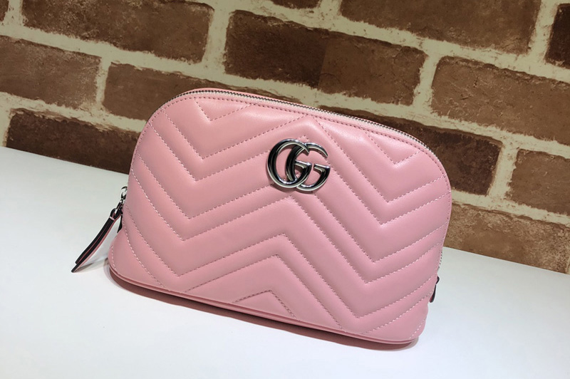Gucci 625690 GG Marmont Cosmetic Case in Pink Leather
