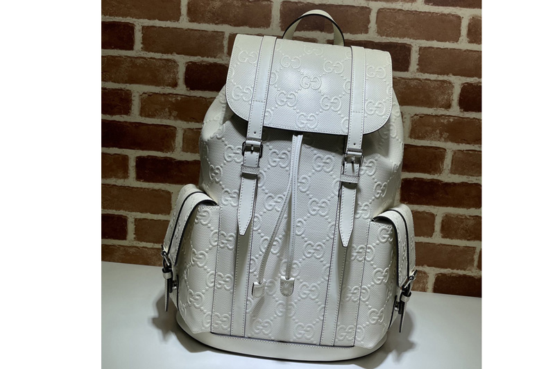 Gucci 625770 GG embossed backpack in White GG embossed leather