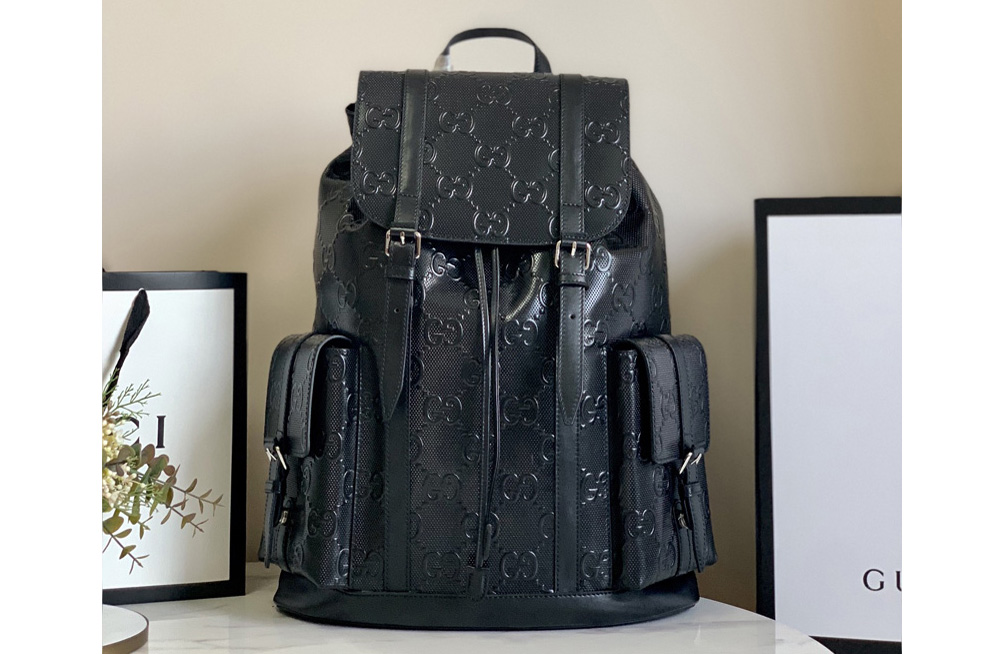 Gucci 625770 GG embossed backpack in Black GG embossed leather