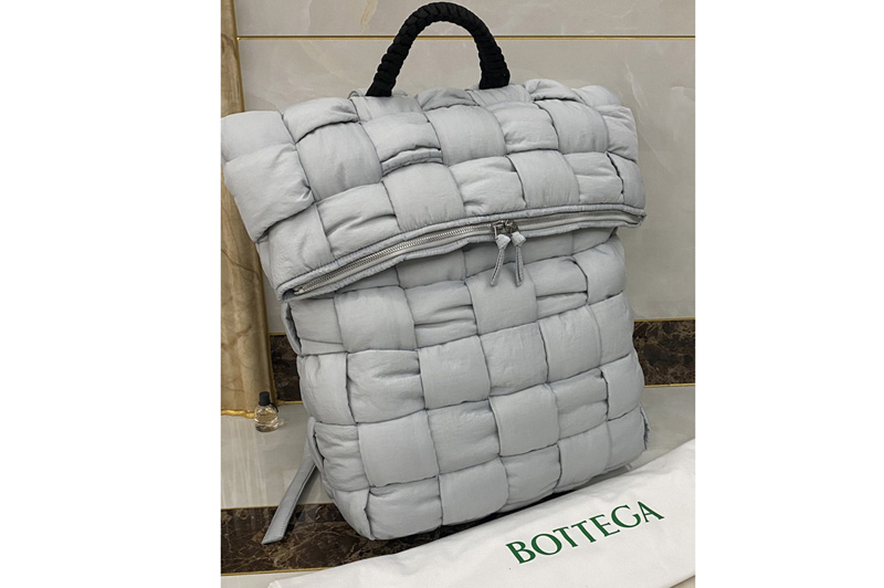 Bottega Veneta 628955 Fold-top padded backpack in Gray nylon