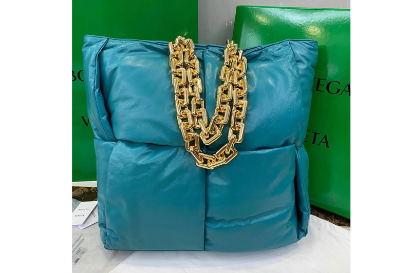 Bottega Veneta 631257 Chain Tote bag in Blue padded Intrecciato Calf leather