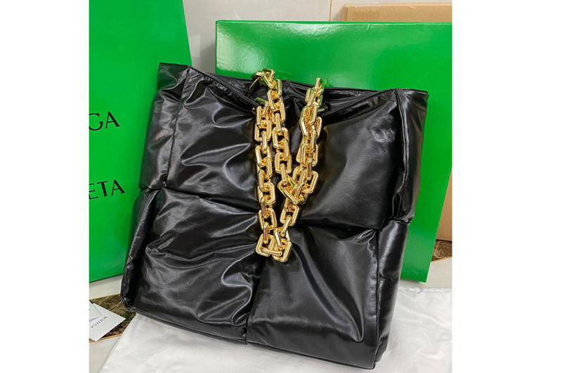 Bottega Veneta 631257 Chain Tote bag in Black padded Intrecciato Calf leather