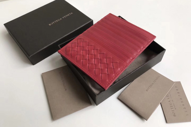 Bottega Veneta 162156 Card holder in Red smooth calf leather