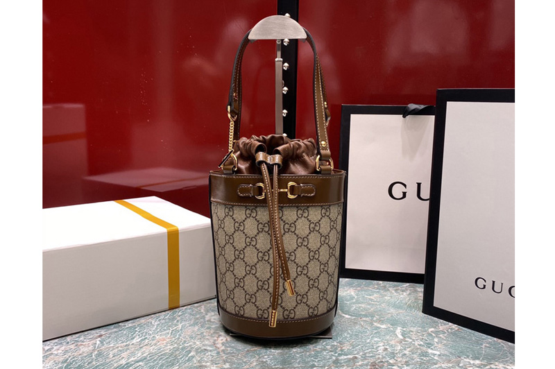 Gucci 637115 Gucci Horsebit 1955 small bucket bag in GG Supreme canvas