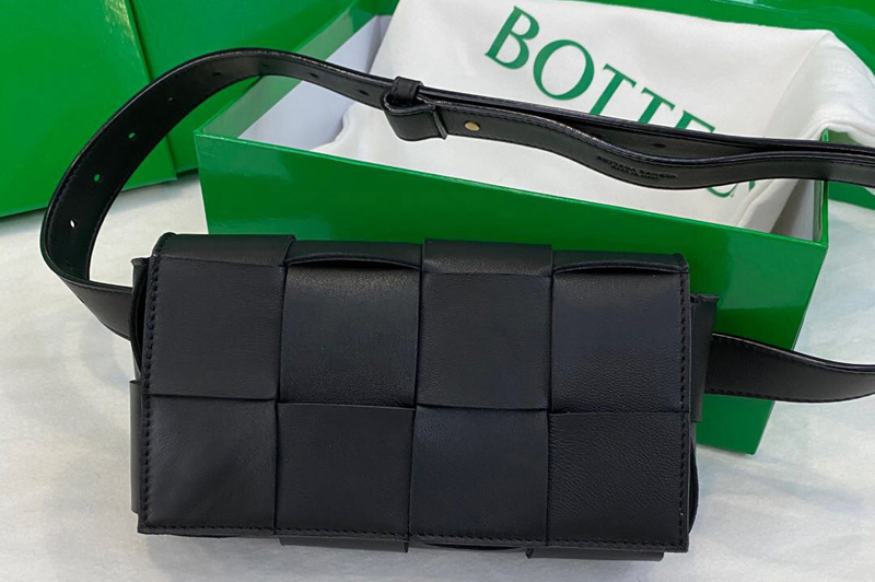 Bottega Veneta 639367 Cassette belt bag in Black Intrecciato Nappa leather