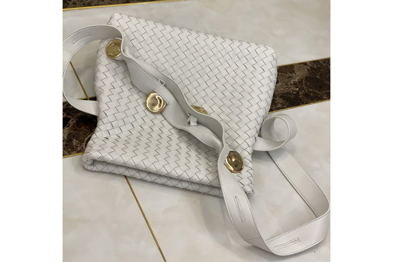 Bottega Veneta 642637 Fold Cross-body bag in White Intrecciato Nappa leather