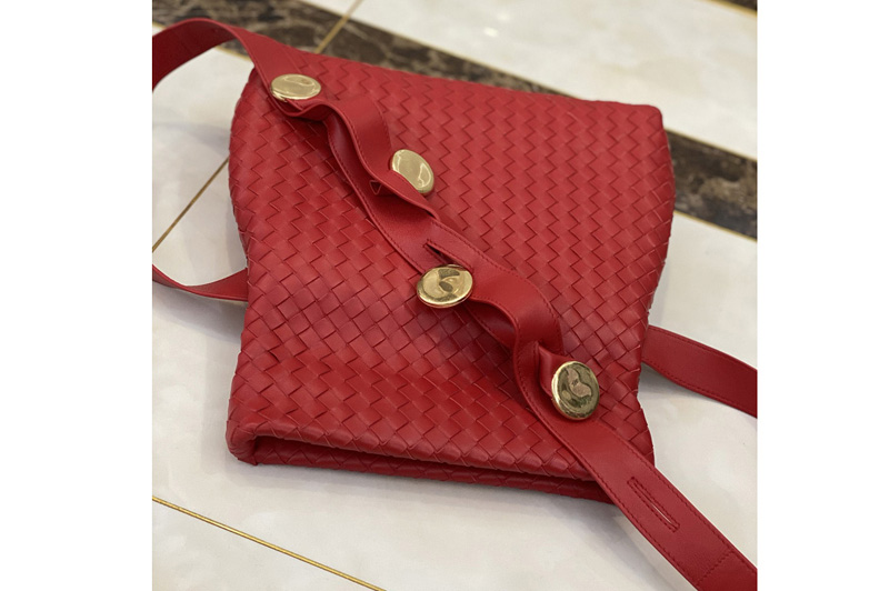 Bottega Veneta 642637 Fold Cross-body bag in Red Intrecciato Nappa leather