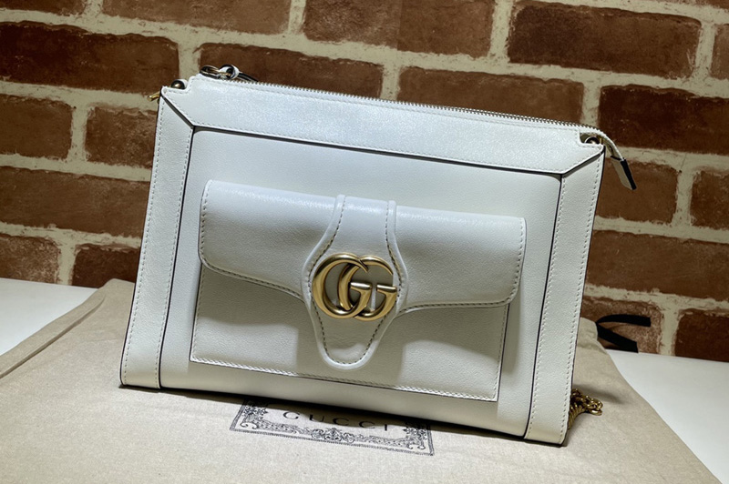 Gucci 648999 Small shoulder bag with Double G in White leather