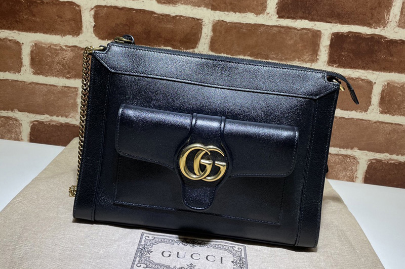 Gucci 648999 Small shoulder bag with Double G in Black leather