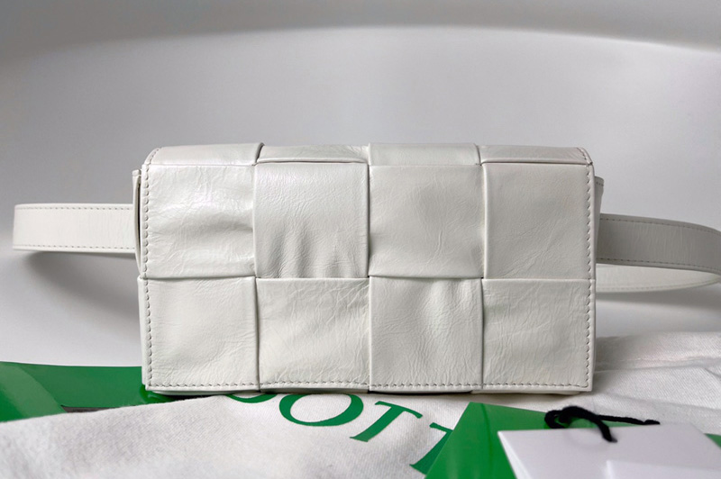 Bottega Veneta 651053 Mini Cassette Belt bag in White Intrecciato Paper Calf leather