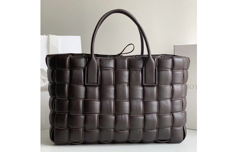 Bottega Veneta Maxi Intreccio Big Tote Bag in Dark Coffee Lambskin leather