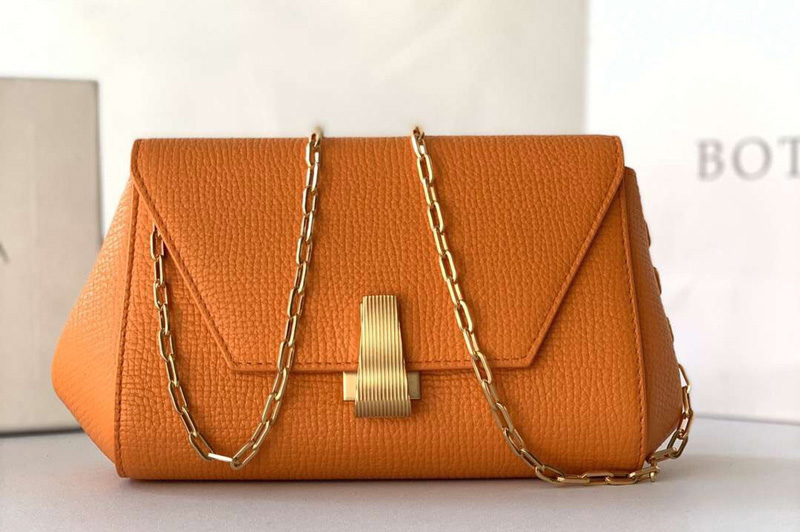 Bottega Veneta 608798 Mini BV Angle Shoulder Bags in Orange grainy textured calfskin