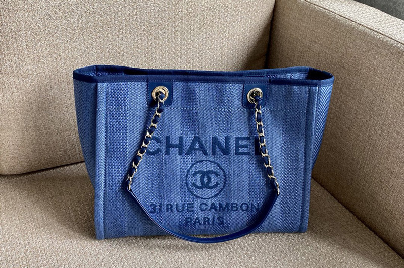 CC A67001 Shopping Bag in Blue Mixed Fibers