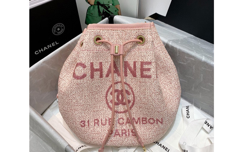 CC AS1045 31 rue Cambon Drawstring bag in Pink Mixed Fibers