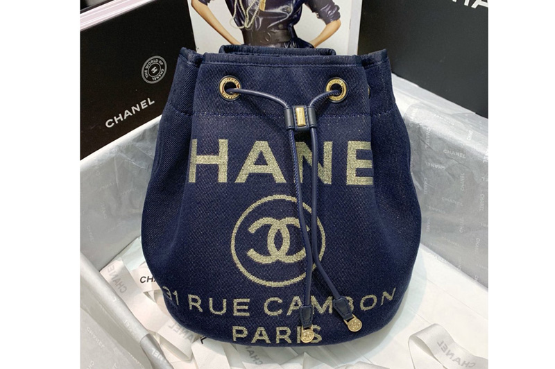CC AS1045 31 rue Cambon Drawstring bag in Blue Mixed Fibers