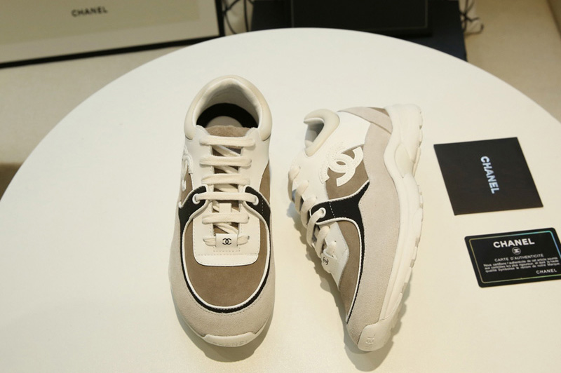 Womens and Mens CC Sneakers Black Lambskin and Gray Suede Calfskin