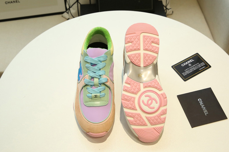 Womens and Mens CC Sneakers Mix Pink/Purple/Green Suede Calfskin