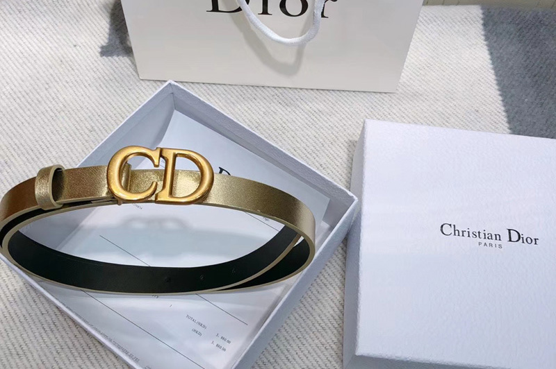 Dior Saddle calfskin 20mm belt in Gold Calfskin Leather